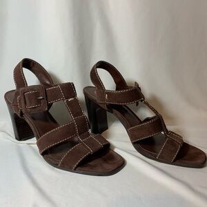 Anne Klein Brown Open Toe Heels Size 9.5